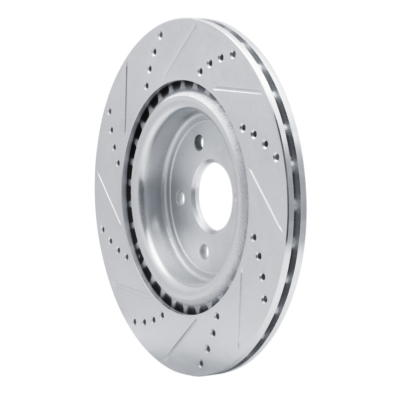Jaguar XF Brake Rotor (1) - Rear Right - R1 Concepts - Drilled & Slotted - Silver - `16-`24